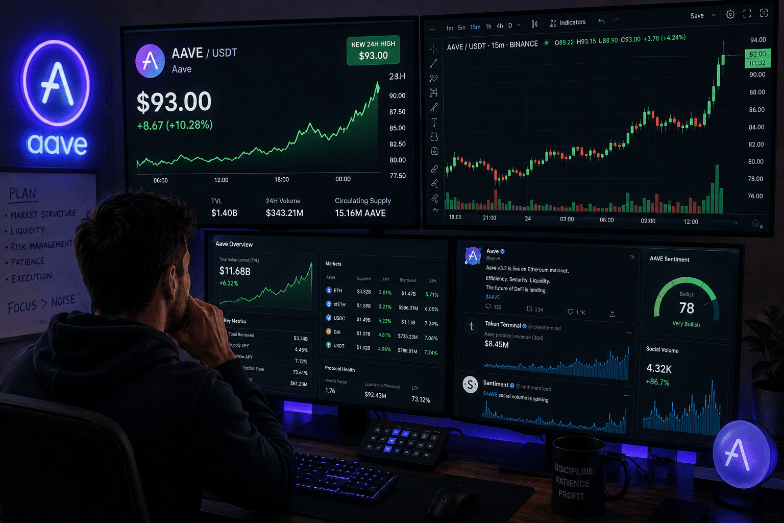 AAVE Surges Past $90 as Stable Vaults Launch Fuels Bullish Momentum Toward $100