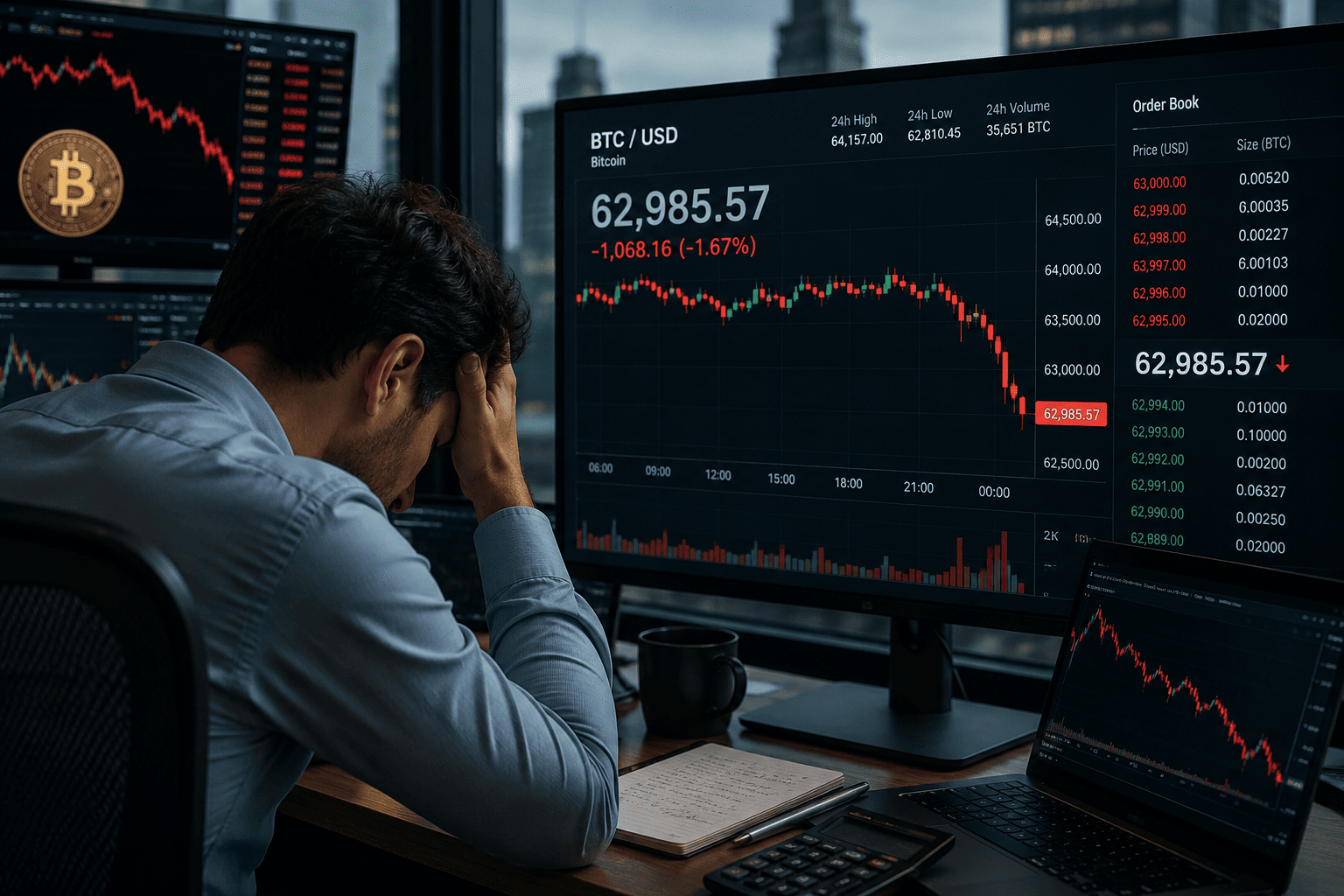 Bitcoin Dips Below $63K as Leverage-Driven Selloff Tests Key Support