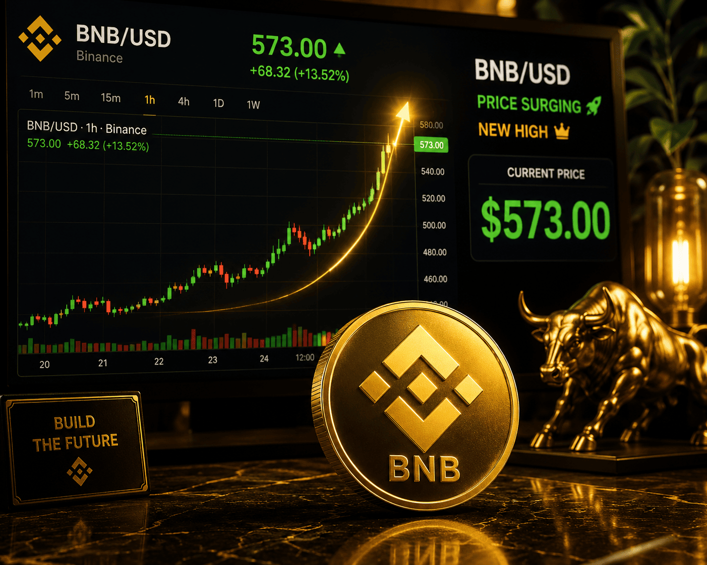 BNB Targets $590 Resistance as New AI Layer-1 Promises 100K+ TPS