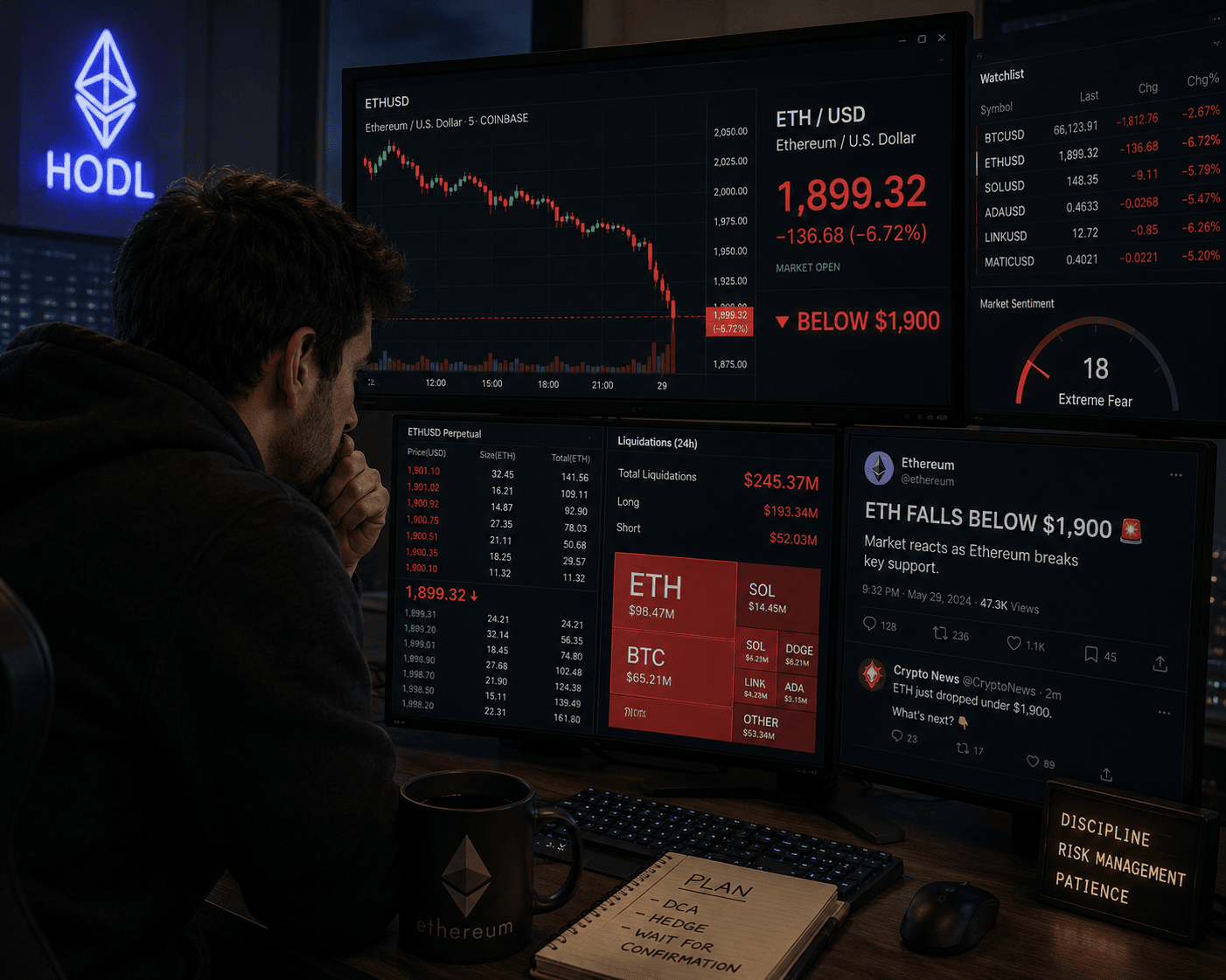 Ethereum Dips Below $1,900: Weakening Retail Demand Signals Potential Deeper Correction