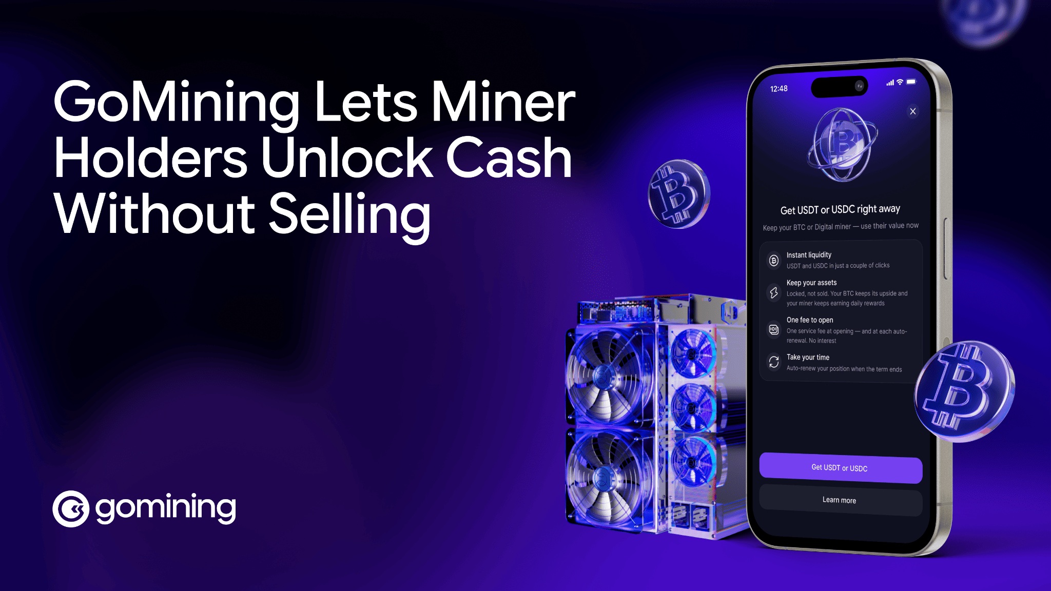 GoMining lets digital miner holders borrow stablecoins instantly