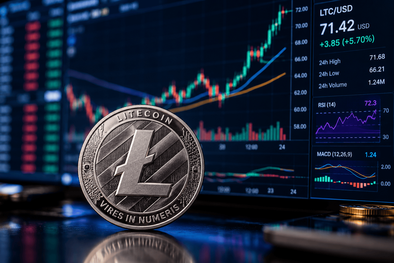 Litecoin Jumps 13% Above $70 as $1B Moves Onchain and Open Interest Tops $500M