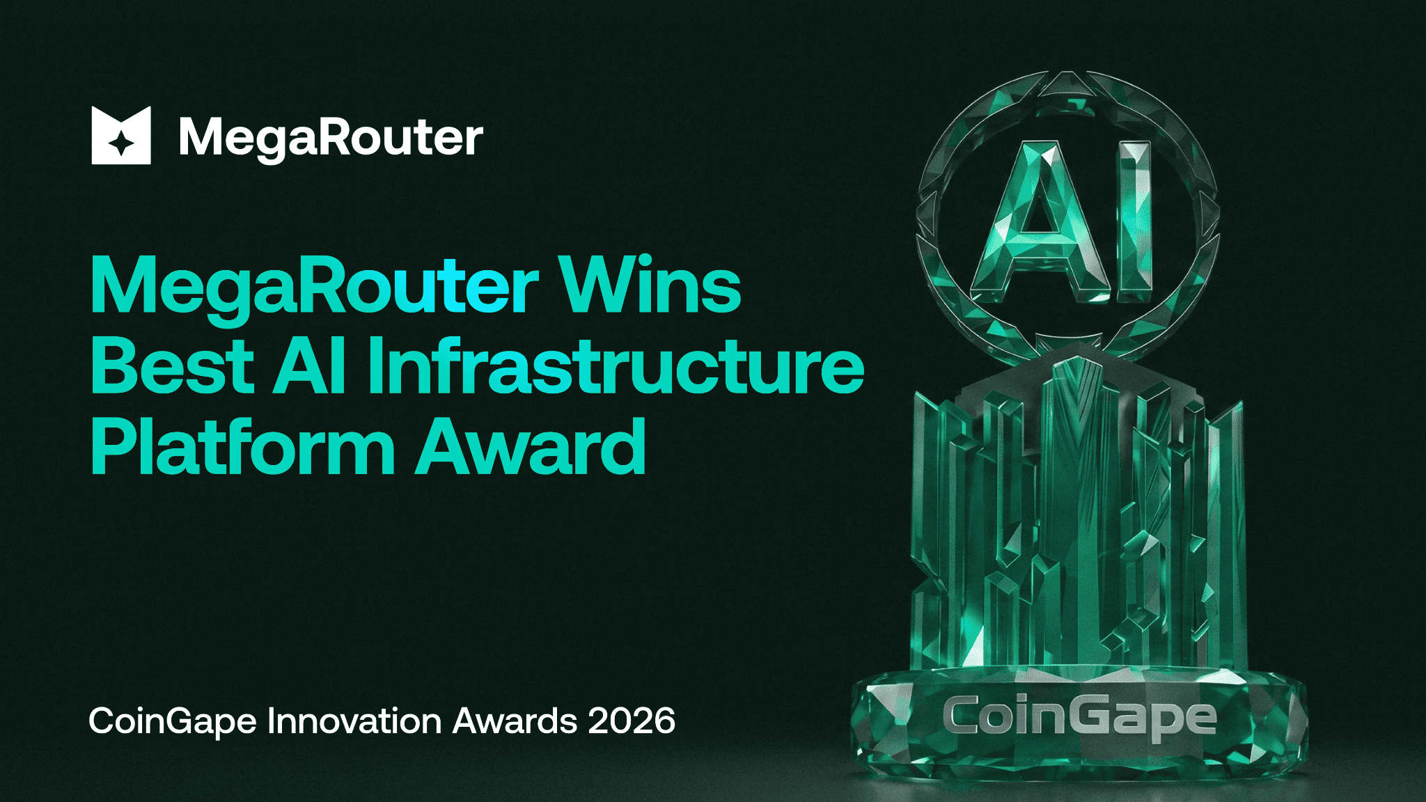 MegaRouter Wins Best AI x Web3 Infrastructure Platform at CoinGape Awards