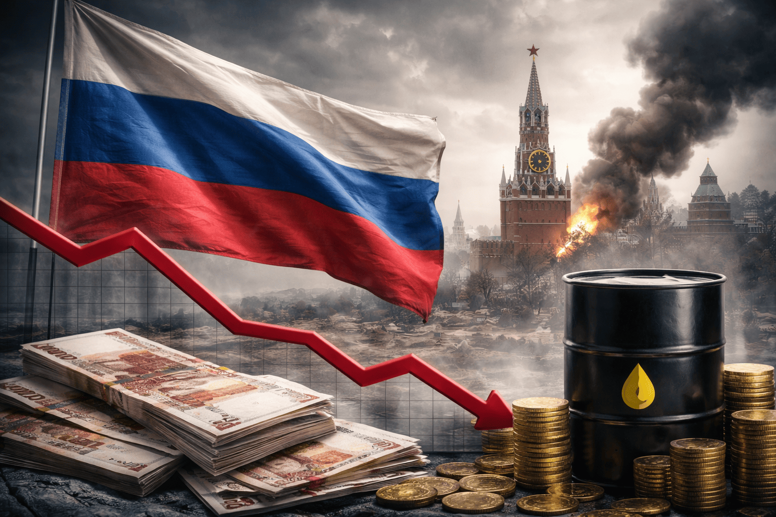 MOEX Index and Ruble Slide as Ukraine Attacks Pressure Russian Economy