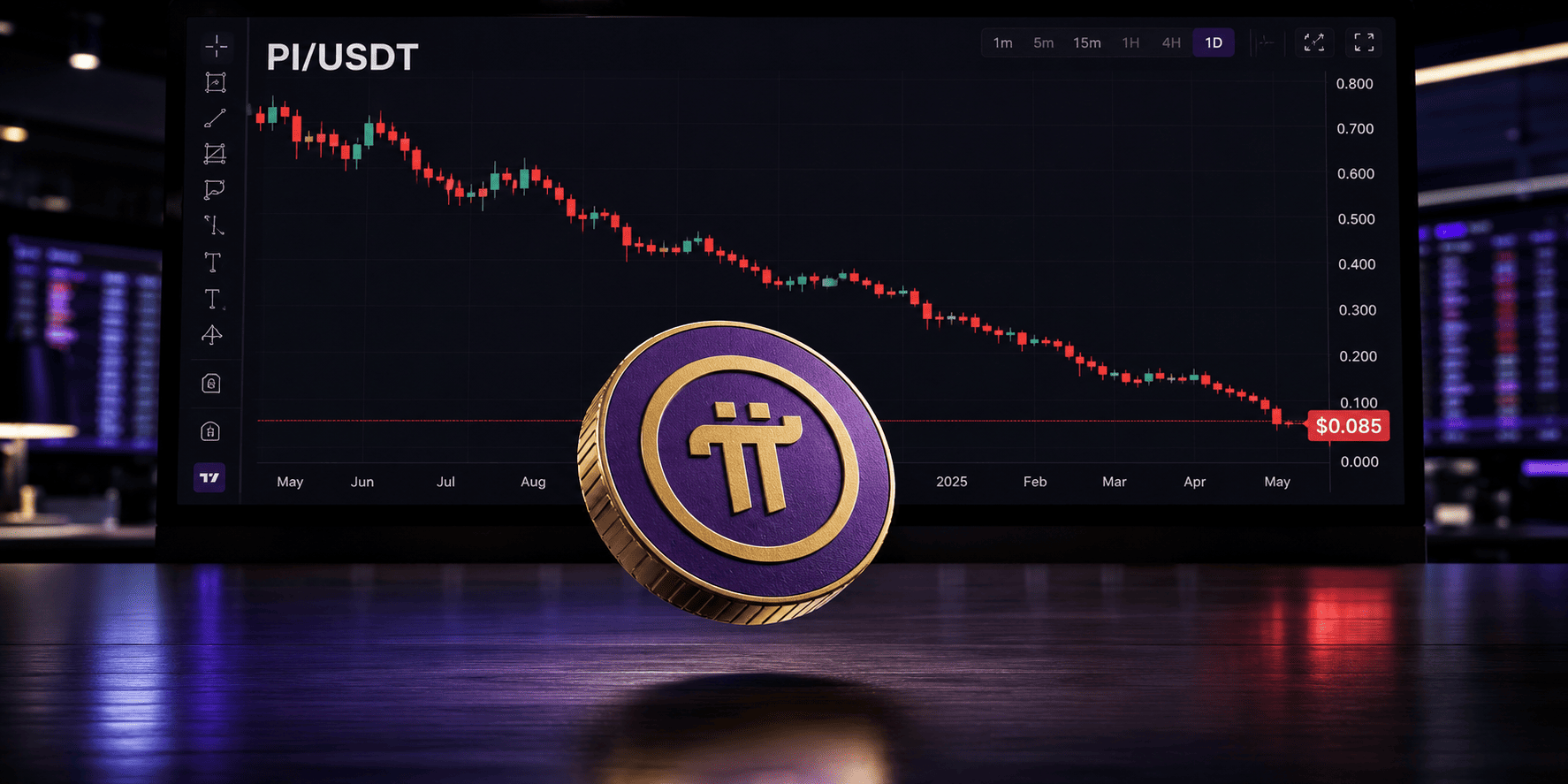 Pi Network slides to $0.085 as third-day drop revives $0.07 target