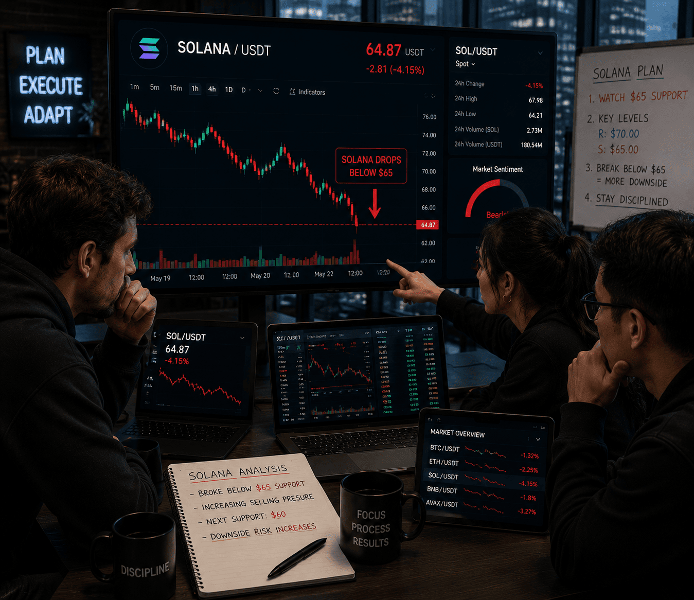 Solana Drops Below $65 as Weak Demand and Bearish Signals Persist