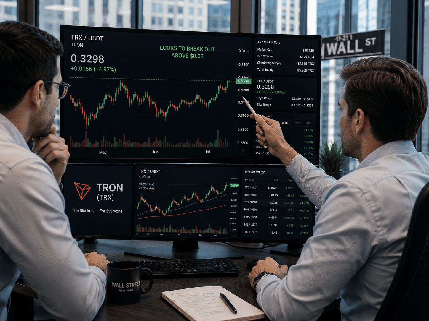 TRX Stalls at $0.33 Resistance as Tron's Gasless USDT Volume Hits $3B Weekly