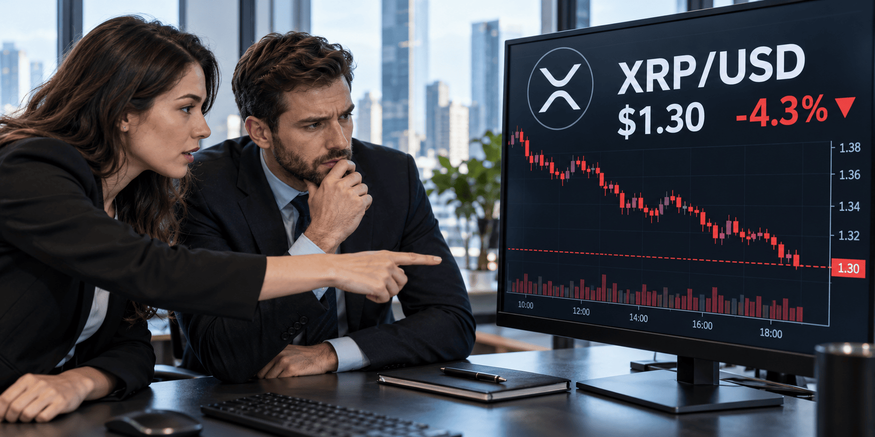 XRP Drops Below $1.30 as $889M Crypto Liquidations Target $1.25